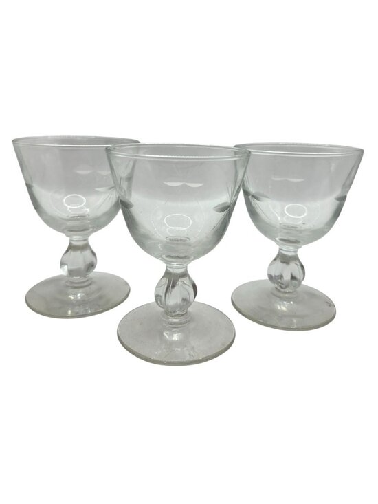 Libbey Other - Vtg Libbey Starglow Champagne Sherbet Etched Coup Glasses Set Of 3 Ornate Stems